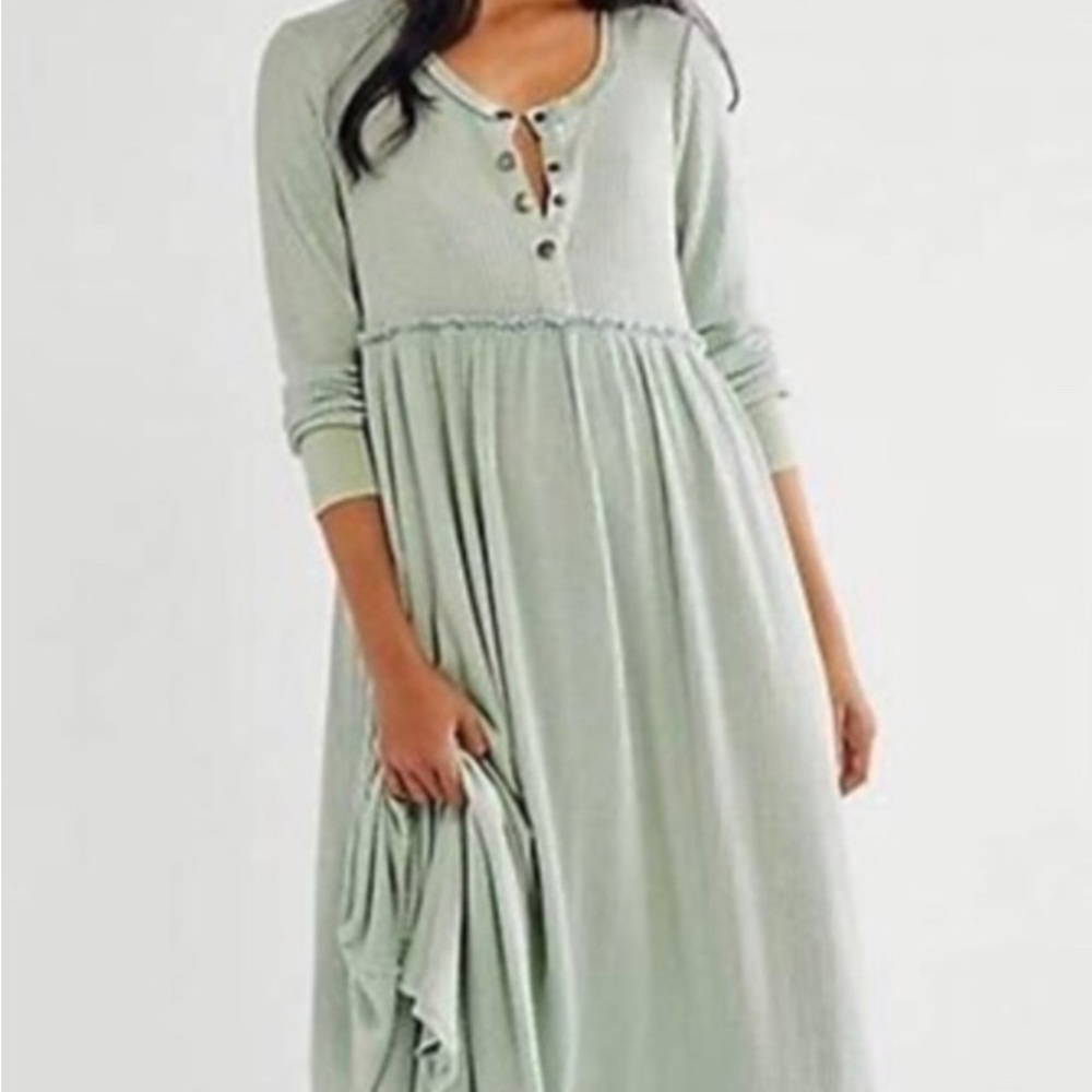 Free People Marissa Henley Waffle Maxi Dress
